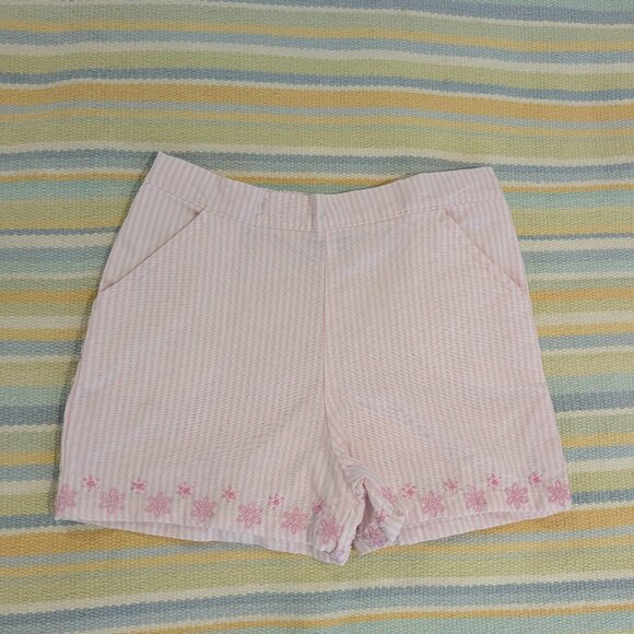 ⭐ Girl's Draper James Pink/White Striped Pull On Shorts 6X - Picture 1 of 6